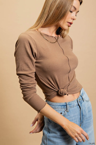 Marrow Ribbed Knit Top | Taupe