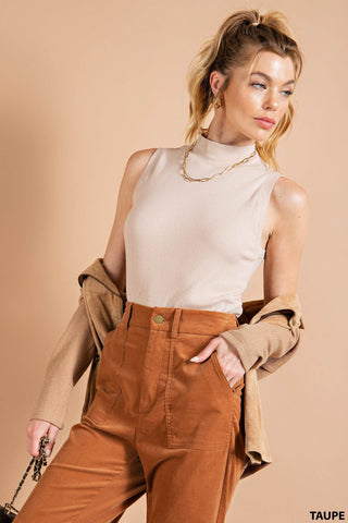 Sleeveless Rib Top | Taupe