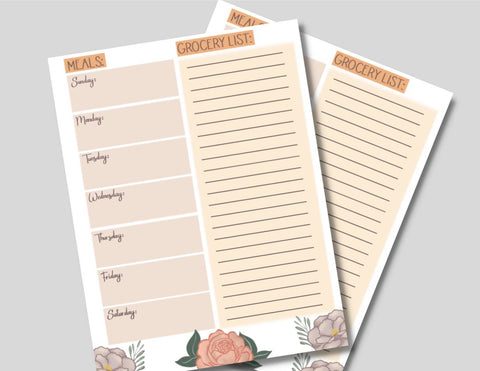 Meal Planner/Grocery List Notepad