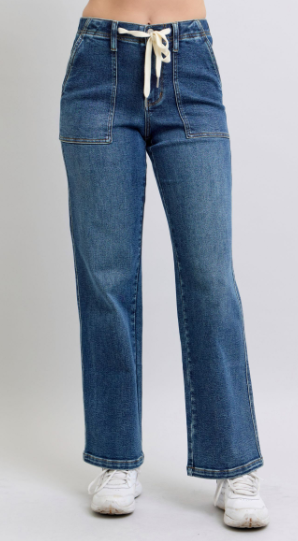 High Waist Drawstring Judy Blue Jeans