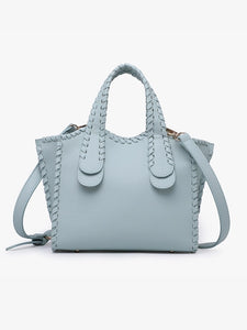 Marla Whipstitch Shaped Satchel | Sky Blue