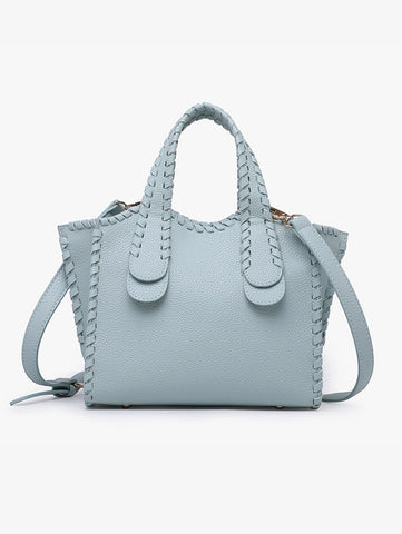 Marla Whipstitch Shaped Satchel | Sky Blue