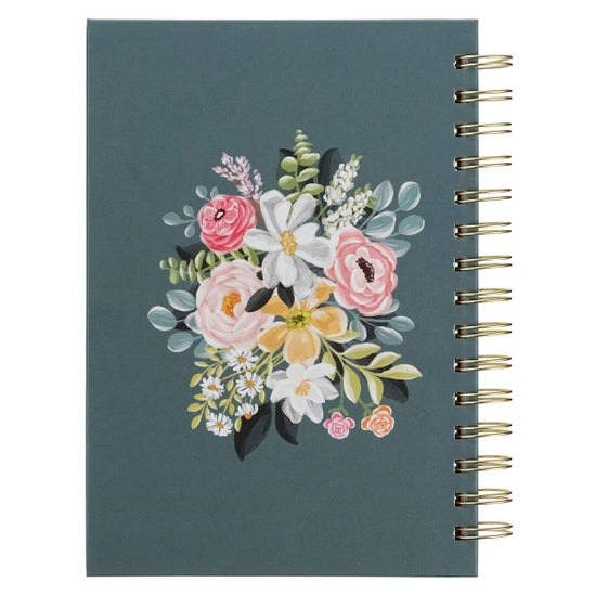 Floral Love the Lord Matt. 22:37 Wirebound Teal Journal