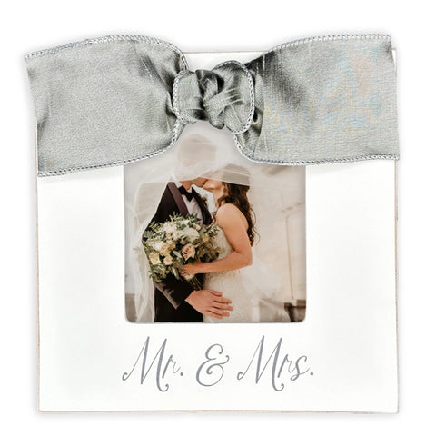 Mr. &Mrs. Picture Frame w/Bow 4X4 Simply Square