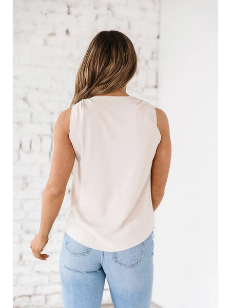 Raelynn V-Neck Knotted Tank Top | Apricot