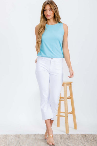 Ribbed Crew Neck Loose Fit Tank | Powder Blue
