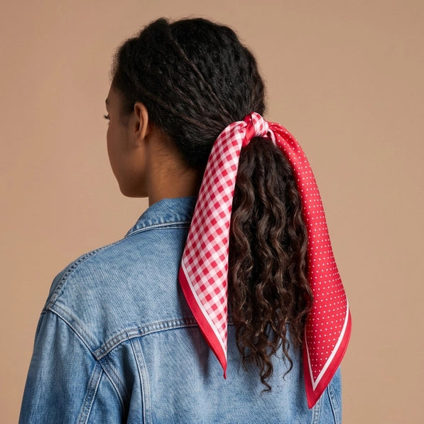 Twirl & Tie Scarf Accessory-Gingham Red