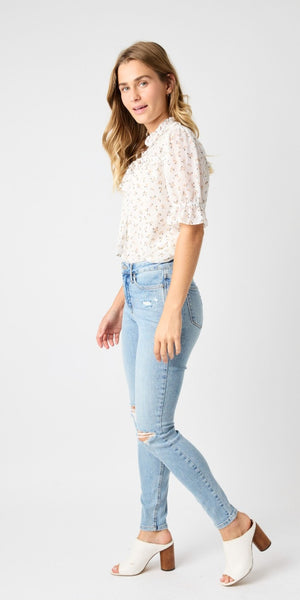 Mid Rise Tummy Control Skinny Jeans