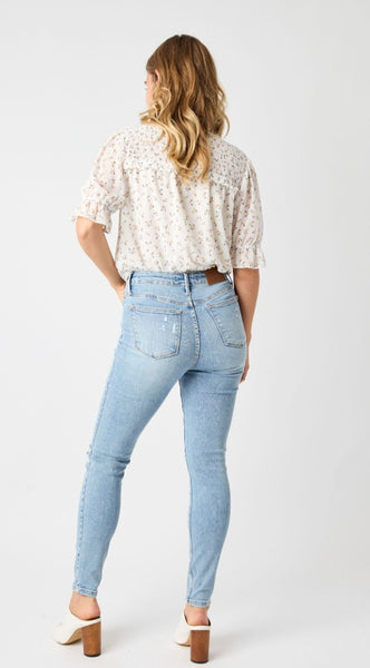 Mid Rise Tummy Control Skinny Jeans