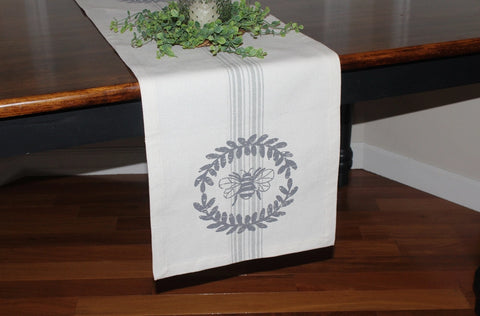 Royalton Bee Wreath Grain Sack Table Runner