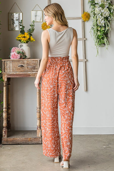 Geometric Print Casual Pants | Rust