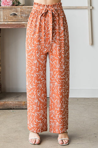 Geometric Print Casual Pants | Rust