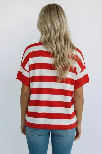 4th of July Stripe Star Patch Top