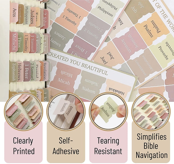 Boho Bible Tabs - 75 Laminated Tabs For Easy Reference