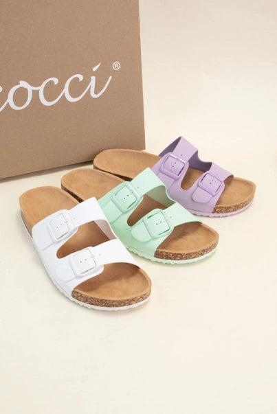 Double Buckle Strap Sandal | White