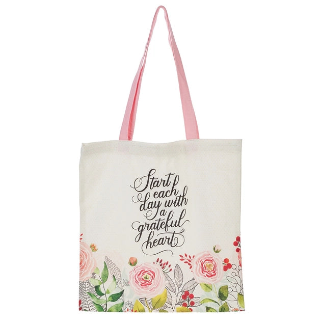 Start Each Day with A Grateful Heart Canvas Tote