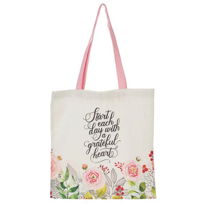 Start Each Day with A Grateful Heart Canvas Tote