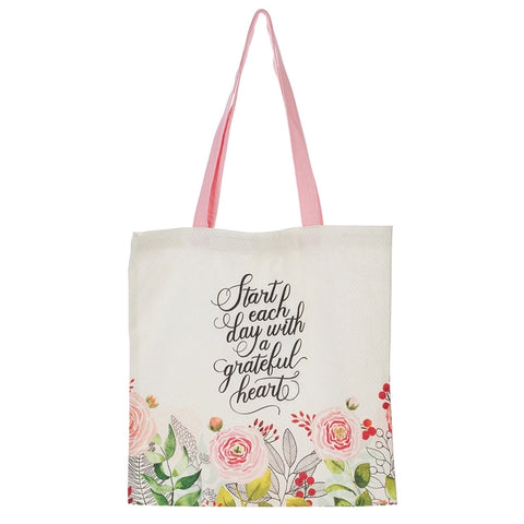 Start Each Day with A Grateful Heart Canvas Tote