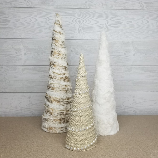 White & Taupe Cone Trees