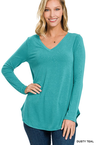 Dusty Teal V-Neck Top