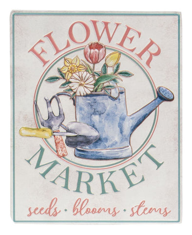 Flower Market Seeds Blooms Stems Metal Sign