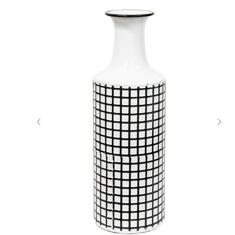 Large Check Enamel Vase