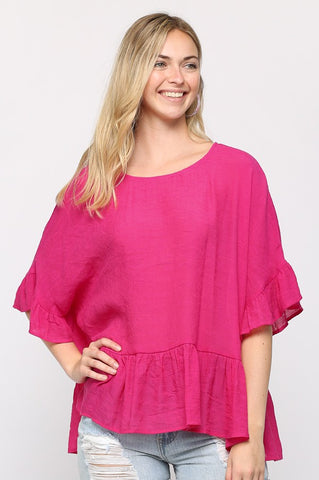 Loose Fit Ruffle Top - PLUS