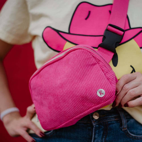 Hot Pink Corduroy Belt Bag