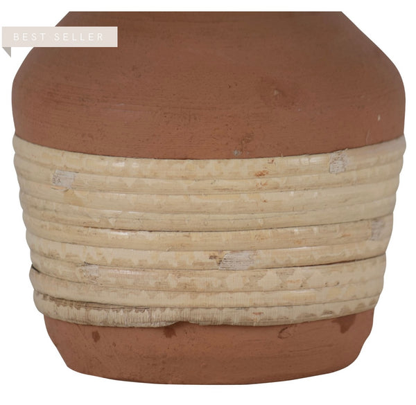 Rattan Wrap Terracotta Bud Vase