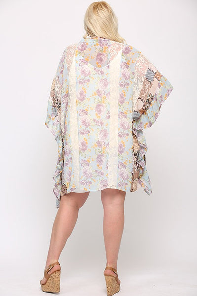 Ruffle Chiffon Kimono - PLUS