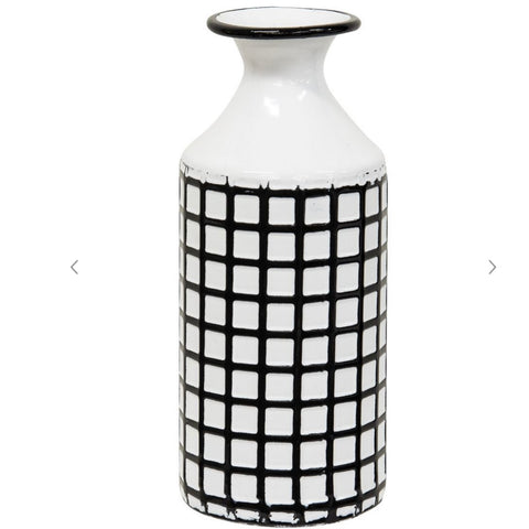 Small Farmhouse Check Enamel Vase