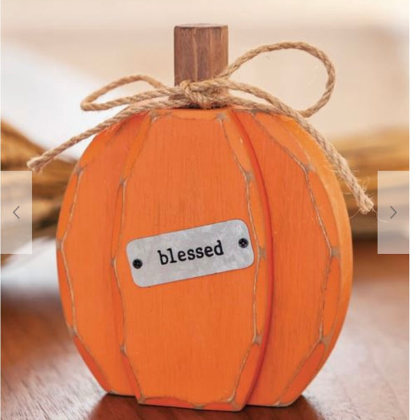 Orange Chunky Blessed Pumpkin Sitter