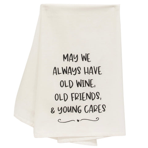 Old Wine, Old Friends Dish Towel