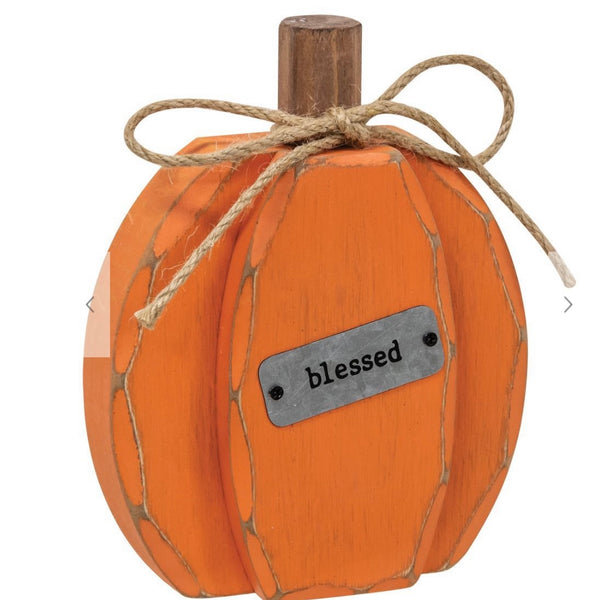 Orange Chunky Blessed Pumpkin Sitter