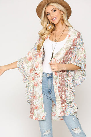 Floral and Animal Print Kimono