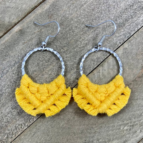 Small Macrame Fringe Earrings